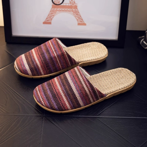 Японские высокие высококачественные тапочки, беззвучная ткань, слайдеры подходит для мужчин и женщин для беременных для домашнего использования, из хлопка и льна