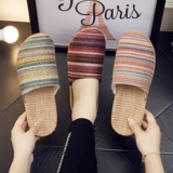 Японские высокие высококачественные тапочки, беззвучная ткань, слайдеры подходит для мужчин и женщин для беременных для домашнего использования, из хлопка и льна