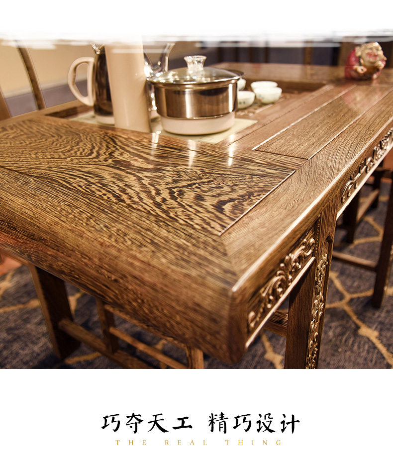 Mahogany bảng trà bàn trà và ghế kết hợp của Trung Quốc bàn trà bàn trà bàn ghế wenge kung fu ban công văn phòng nhỏ mới - Bàn trà bàn trà tròn mặt đá