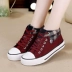 Giày mùa đông 2018 high-top cộng với giày vải nhung nữ trẻ em Hàn Quốc phiên bản giày sinh viên hoang dã giày cotton ấm áp