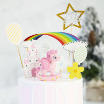 Bake cake decoration Net red card Castle rainbow balloon donut love card set dessert cake dress