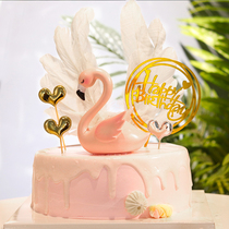 Valentines Day Valentines Day Flamingo cake decoration Flamingo cake ornaments diamond feather baking cake insert card