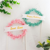 Birthday cake decoration beautiful fresh pink Green Garland plug-in dessert table decoration party decorations