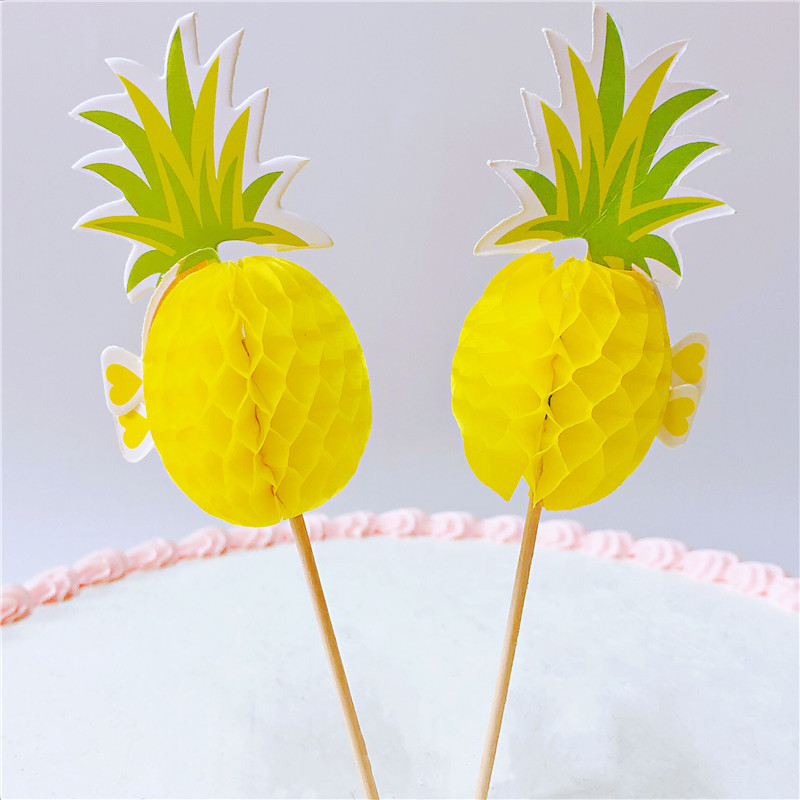 Pineapple cake cake insert card creative cake scene insert card happy birthday decorations insert card two