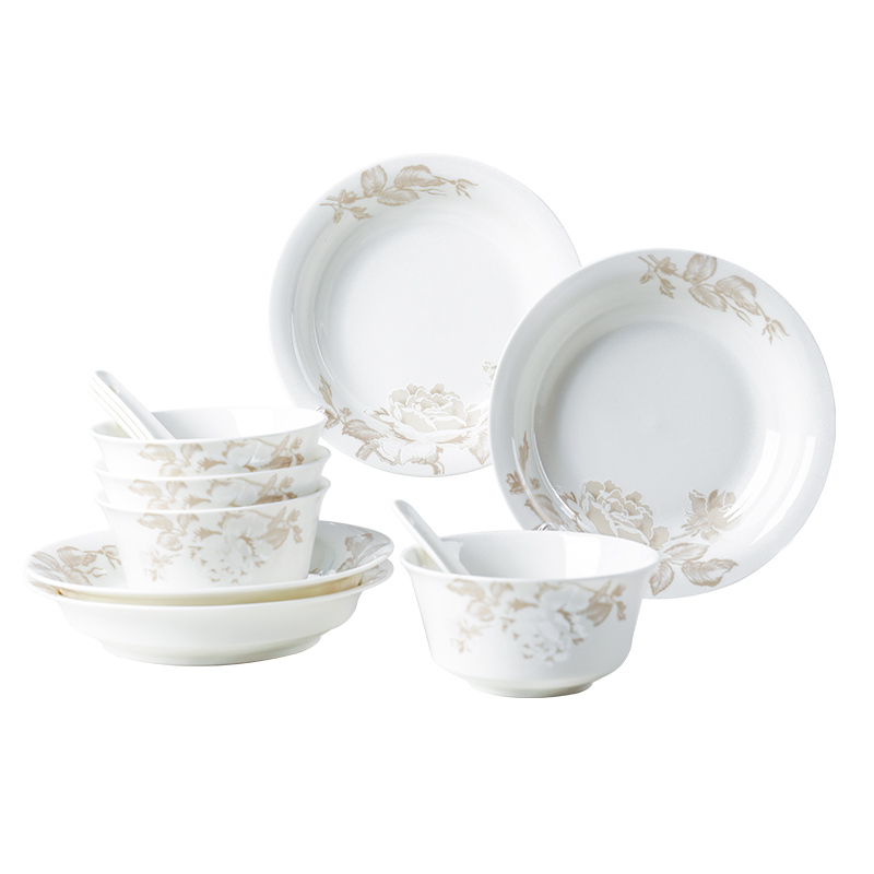 Shun auspicious dishes suit home plate suit set bowl of Chinese classical porcelain tableware tableware ceramic bowl peonies