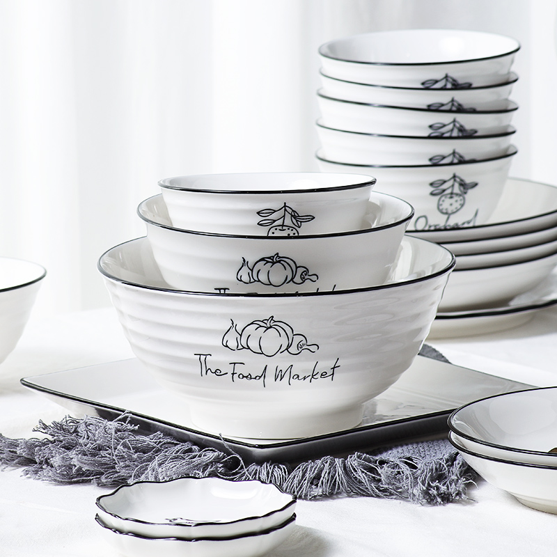 Shun auspicious ceramics under the new dream dishes suit household Nordic tableware glaze color creative bowl chopsticks dishes housewarming gift