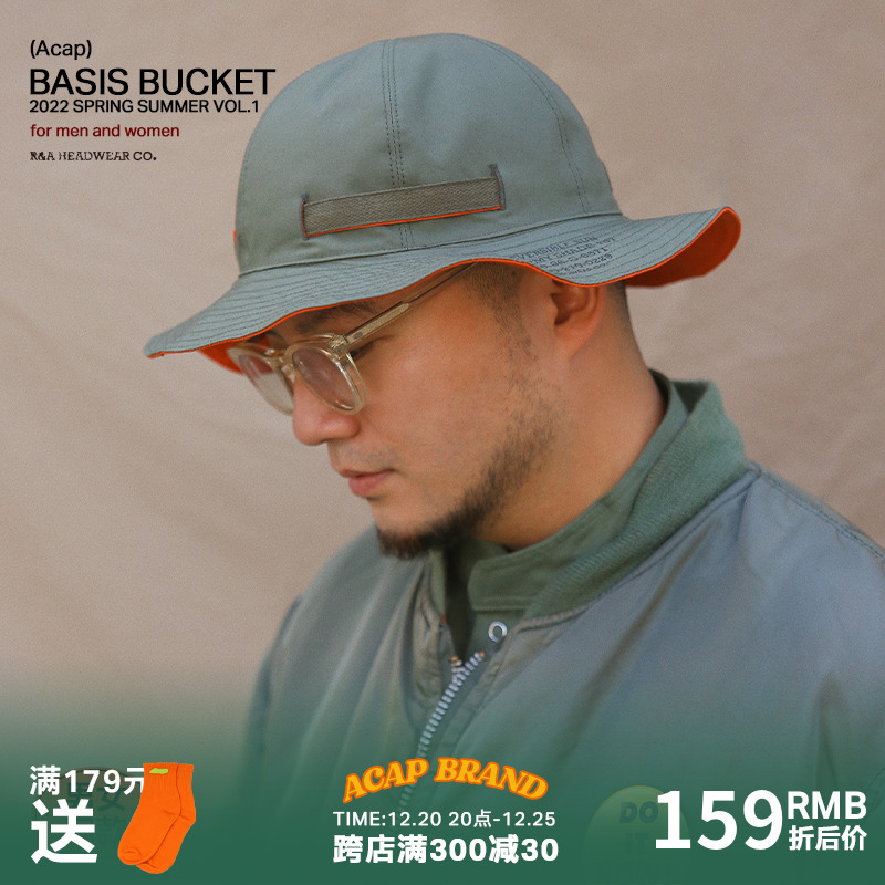 Acap Brand Ami khaki American retro waterproof vintage hat outdoor double-sided wear fisherman hat joint model