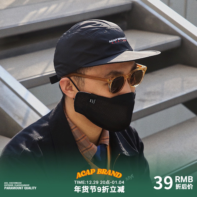 Acap warm large size sunscreen breathable dustproof autumn and winter replaceable filter element black adjustable washable mask for men and women