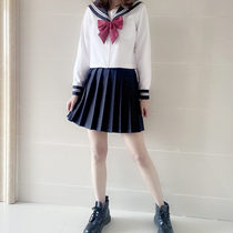 Orthodox white two basic jk uniform skirt long genuine middle suit Original Japanese sailor suit college style suit