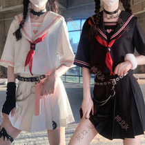 (Shenbei JK)Original dynamic sweetheart JK uniform long dress Kansai lapel sailor suit new summer dress send 2 knots