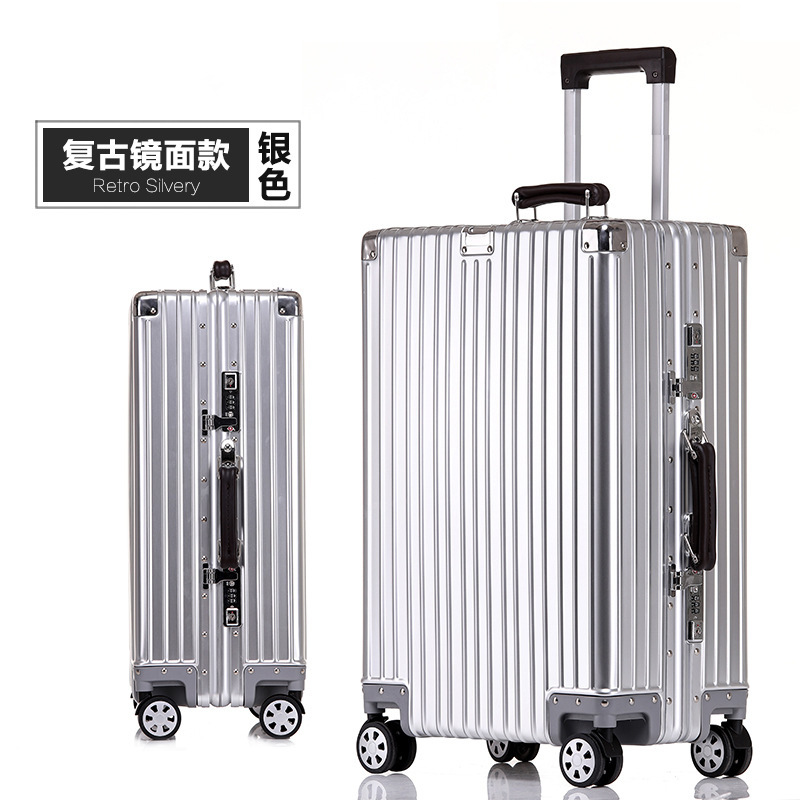 German Counter-Level Airline-Grade Luggage, Retro Style Classic972 Aluminum-Magnesium Alloy Silent Universal Wheel Carry-On Suitcase