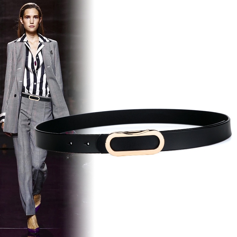 Belt Lady Bull Leather Black Fashion 100 Hitch Sweater Sweater Leather Belt Fine Dermis Decorative dresses Jeans Belts