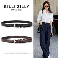 Belt Women's Genuine Leather Fashion Versatile Decorative Trouser Belt Design Niche Black Accessories Women's Cow Leather Trouser Belt