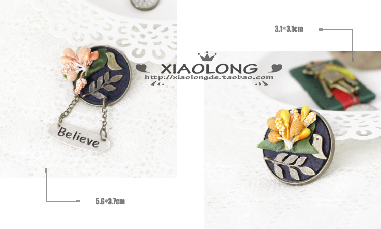 Hoa tươi làm bằng tay động vật nhỏ và rừng cỏ nghệ thuật dễ thương cho trẻ em Nhật Bản và phụ nữ nút huy hiệu trâm cài trâm hoa cài áo