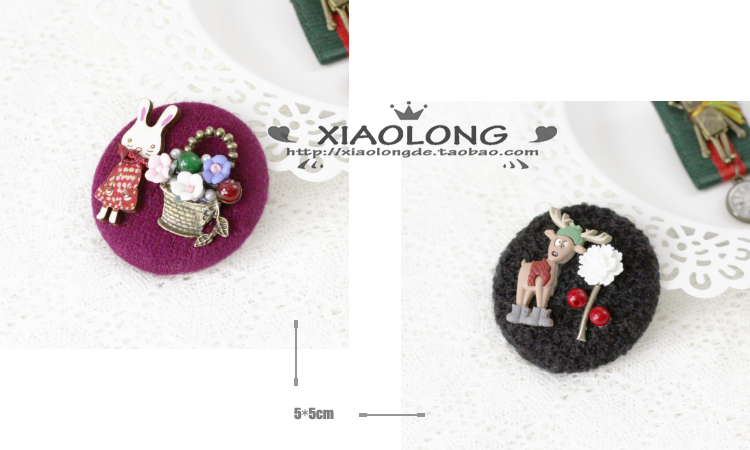 Hoa tươi làm bằng tay động vật nhỏ và rừng cỏ nghệ thuật dễ thương cho trẻ em Nhật Bản và phụ nữ nút huy hiệu trâm cài trâm hoa cài áo