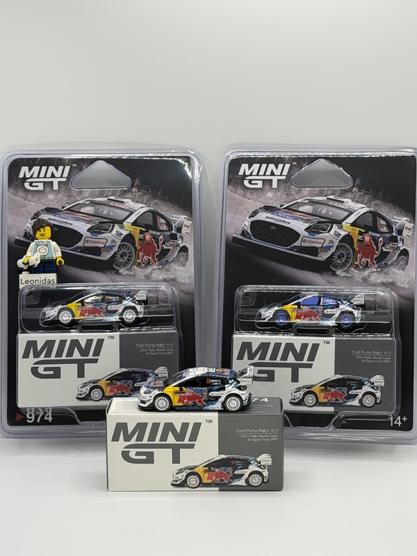 [in Stock with Free Shipping] Minigt974 1:64 Scale Alloy Car Model Ford Puma Rally Car Red Bull