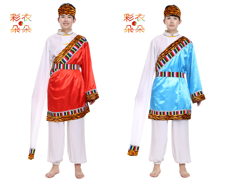 [Quần áo màu nở] Trang phục múa Tây Tạng mới thiểu số Trang phục múa tay áo Nam 1007 thời trang đồ bộ