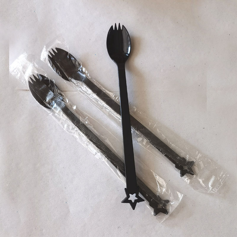 Disposable long handle plastic Fruit fork 21CM Fruit tea Fairy Grass Fork Spoon Salad Lengthening Fork Spoon Alone