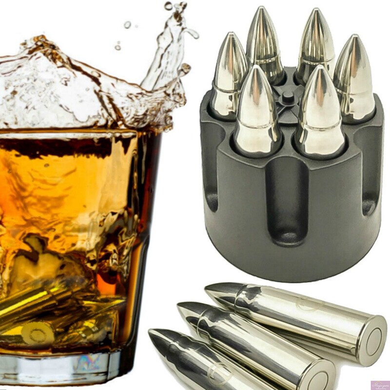 Creative Bullet 304 Stainless Steel Ice Cube Quick-Frozen Ice Capsuless Whiskey Ice Stone Boxed Bar Wine Set Food Grade