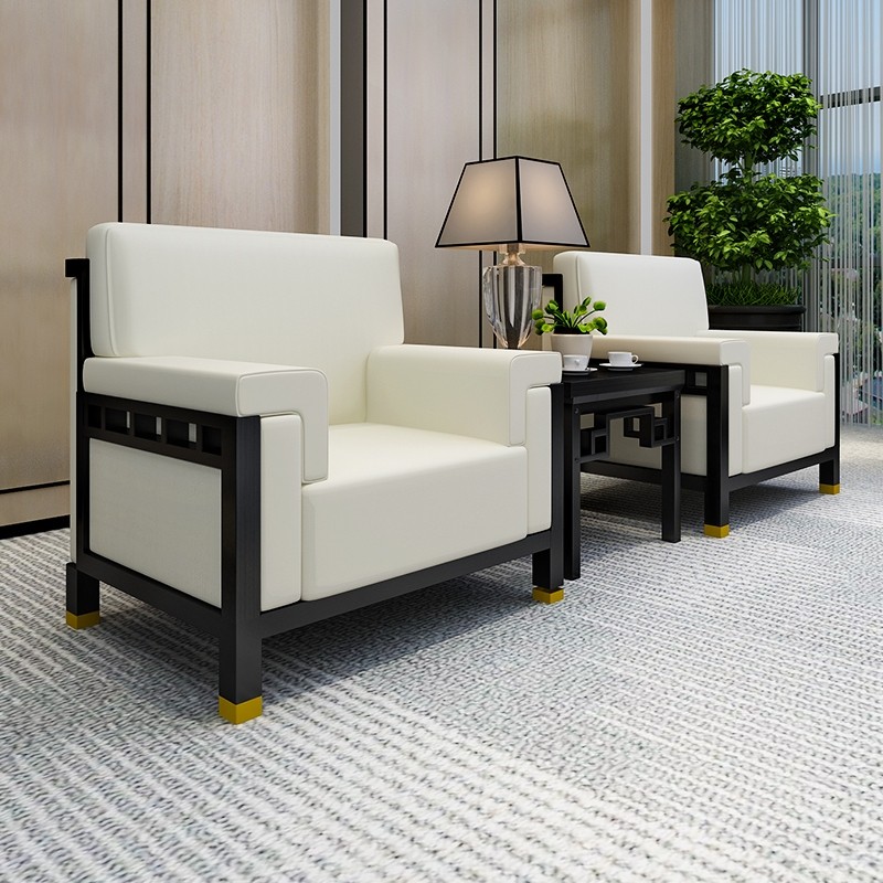 Furniture Hengtai Sponge Single Meeting Room VIP Greeting Guests Business Office Guests Reception Sofa Tea Table