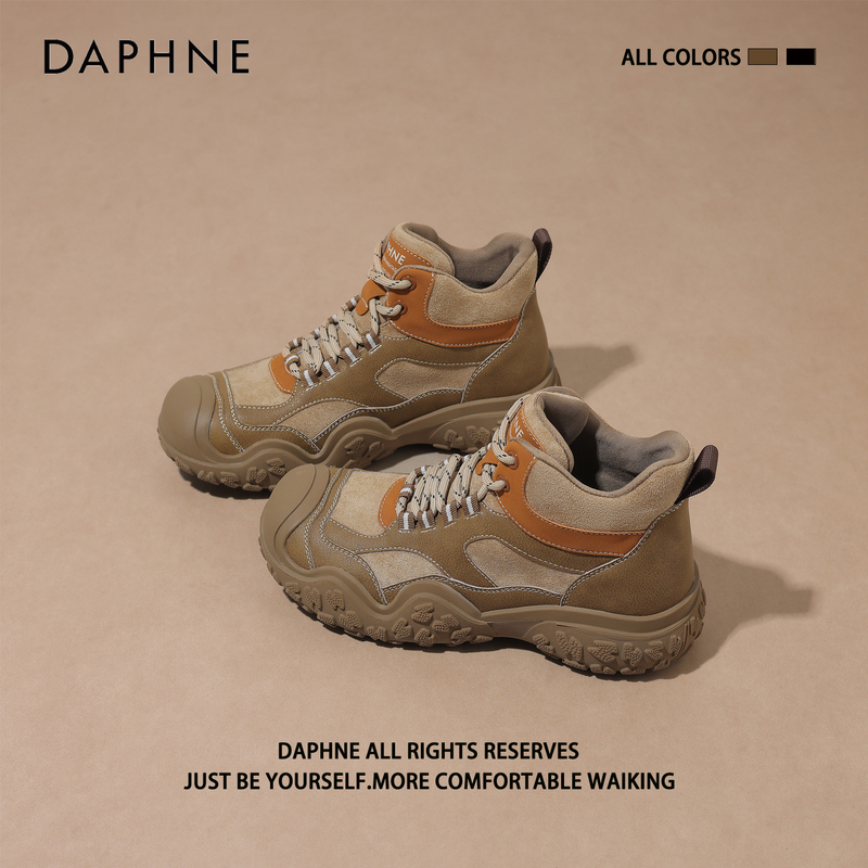 Daphne Thick-Soled High-Top Shoes for Women 2026 New Casual Martin Boots Non-Slip Wear-Resistant Sports Outdoor Hiking Shoes