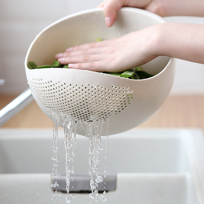 Wash Rice Sieve Wash Rice Basin Home Wash Vegetable Basket Basin Plastic Drain Basket Wash Fruit Basin Naughty Rice Basket Containing Basket Wash Basin