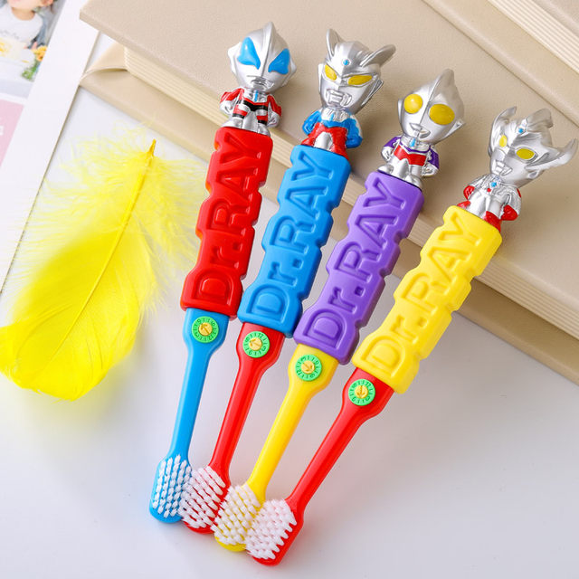 ແປງຖູແຂ້ວເດັກນ້ອຍ Ultraman Leichi soft-bristle boy boy baby cartoon toothbrush 3-6-12 years and above brushing tooth