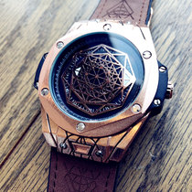 European and American style fashion trend mens waterproof watch Student watch mens large dial leather watch personality quartz watch men