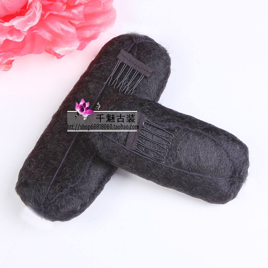 Ancient Dress Styling Wig Bag Disc Hair Bar Photo Gallery Writing Real Stage Performance Cushion Hair Bag Short Hair Shot pellet head T047