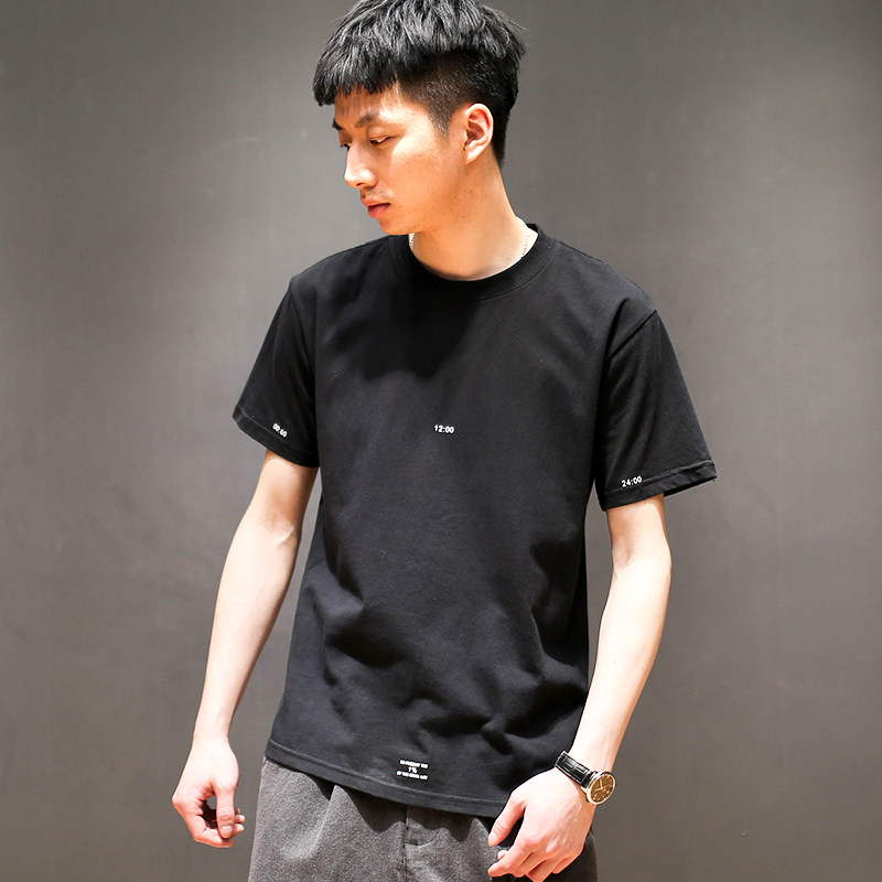 夏季韩版个性印花百搭T恤男士短袖日系青年圆领修身棉质打底衫潮