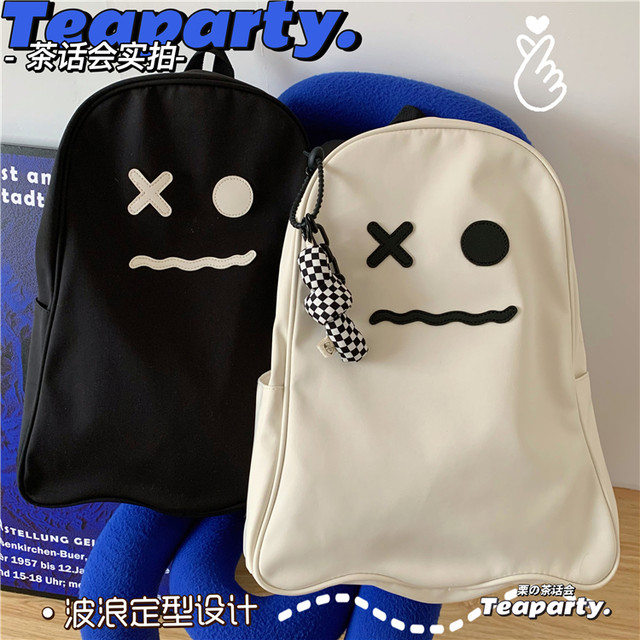 ພາສາຍີ່ປຸ່ນແລະເກົາຫຼີ ins super niche ghost backpack ulzzang ugly ບຸກຄະລິກກະພາບຂະຫນາດໃຫຍ່ backpack ນັກຮຽນ schoolbag ແມ່ຍິງ