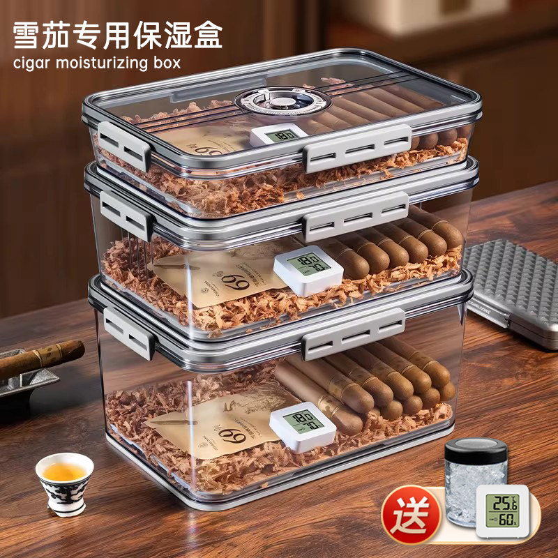 ロック＆ロック シガーヒュミドール、透明な杉材の高級ポータブルシガーボックスセット、ヒュミドールキャビネット、シガー育成ボックス