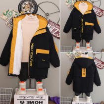 Boy coat autumn and winter 2022 new CUHK Scout thickened cotton clothes Children with long and velvety windsurges
