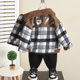 Boys' velvet thickened woolen coat 2025 winter new children's fur integrated autumn and winter baby cotton clothes