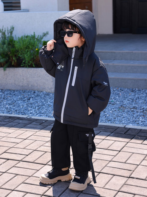Children's down jacket thickened 2025 autumn and winter new style boys Korean style handsome style overcome baby winter cotton clothes