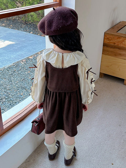 Girls spring small fragrant vest dress suit 2025 new children's style Korean style long-sleeved baby spring and autumn clothes