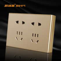 Surface mounted switch socket panel household 86 ultra-thin champagne gold Ming line two three plug porous ten-hole power outlet