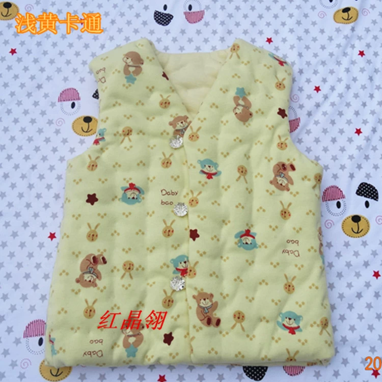 Hongjing Ling cao cấp cotton dệt kim trẻ em và trẻ em bảo vệ bụng trẻ em nguyên chất cotton thủ công áo ghi lê áo vest cotton cổ chữ V - Áo ghi lê