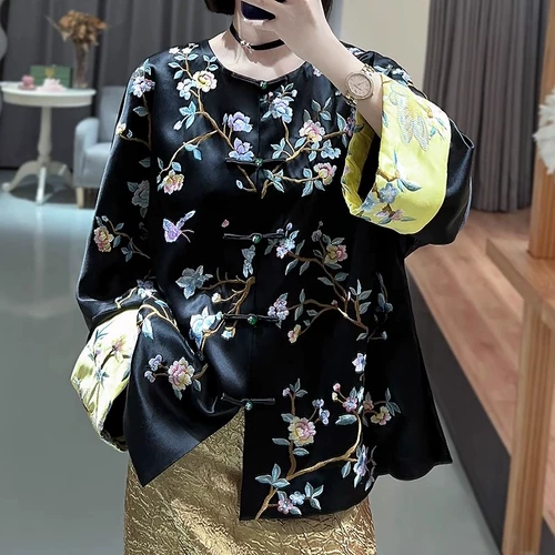 Ханьфу, короткая куртка, китайский стиль, осеннее, большой размер, с вышивкой