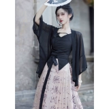 Ханьфу, куртка, комплект, китайский стиль, эффект подтяжки, защита от солнца, 3 предмета