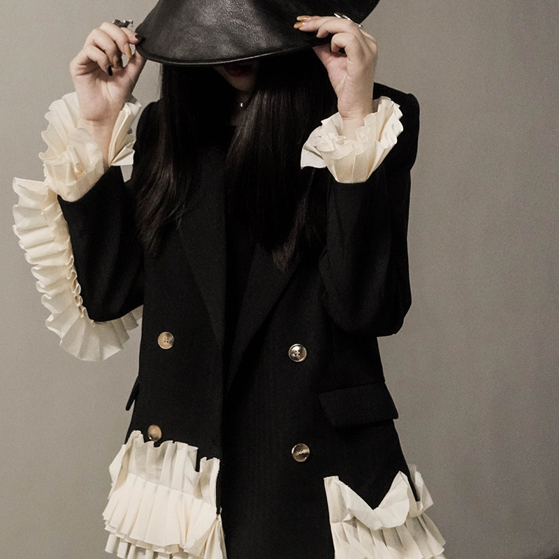 Dark Mountain Wind Smart Design Sense CDG Irregular Wooden Lace Eye Enfold Dark Strip Super Cover