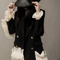 Dark Black Ensemble Mountain Ben Wind Small Crowddesign Sensation Cdg Irregular Agaric Lace Enfold Dark Striped Suit Jacket