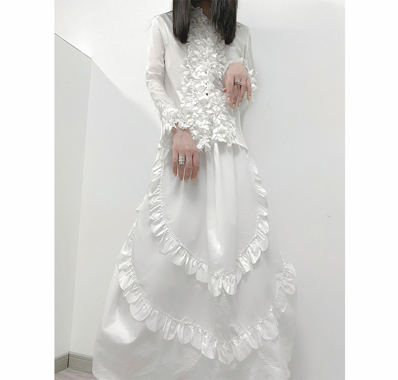 SAKUYA dark Yamamoto niche design show fairy cdg lake side black and white burnt flower shirt skirt