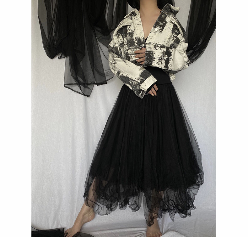 Darkness is Yamamoto style yohji niche design sense rice white splash ink smudge hit color personality casual denim jacket