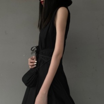 SAKUYA dark black wind homemade anti-suede suede frosted black texture 100 lap-shaped small bag bag