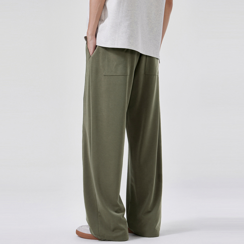 Ninpure American-Style Lightweight Drapey Wide-Leg Sweatpants for Men, Cleanfit Scimitar Large Size Casual Straight-Leg Pants