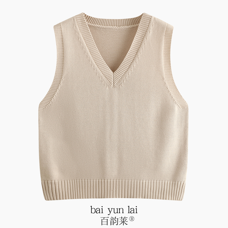 100% Pure Cotton Knitted Vest 2025 Autumn and Winter New Women's V-Neck Versatile Layered Sweater Vest
