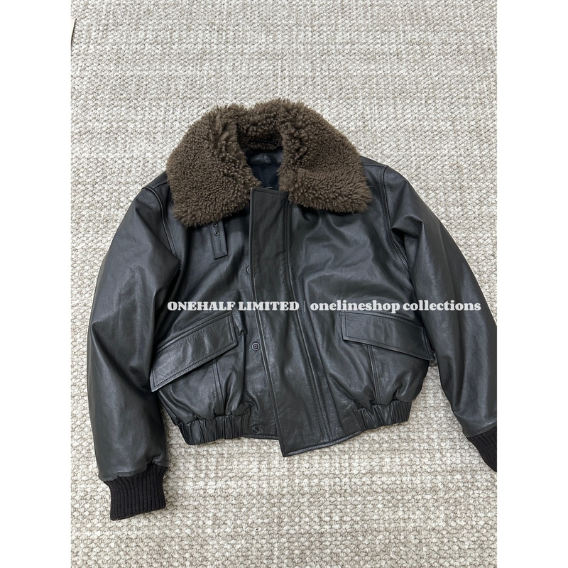 Onehalf Final Round Edition / "Lem@ Yb Fetal Leather" Vintage Leather Jacket Cotton Coat
