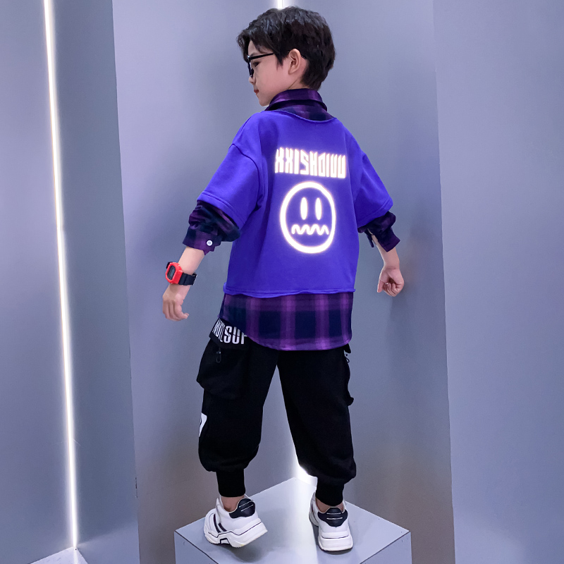 Tide brand boys' spring and autumn suits 2022 new net red boy medium and large children's clothing fashionable and western style two-piece suit