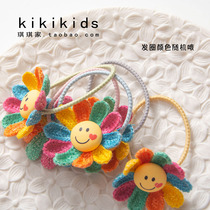 Cute Smiley Sunflower Hairband Korean children headgear baby wild head rope girl tie hair